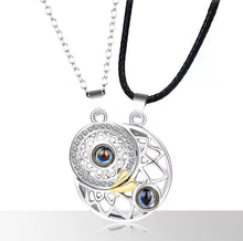 Load image into Gallery viewer, Beautiful Sun & Moon I❤️Love You in 100 languages Projection Necklace for couple or Mother-daughter