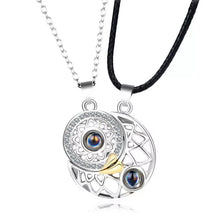 Load image into Gallery viewer, Beautiful Sun & Moon I❤️Love You in 100 languages Projection Necklace for couple or Mother-daughter