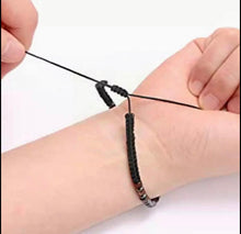 Load image into Gallery viewer, Wood and Black stone Morse Code bracelet "F. cancer" adjustable size for woman and man