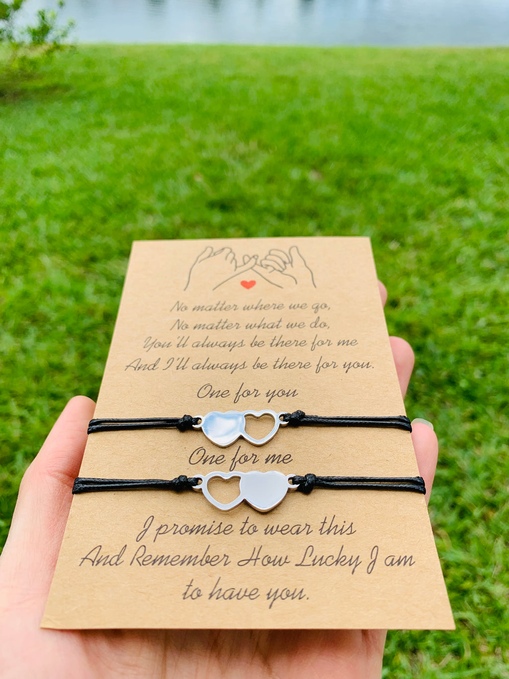 Stainless steel Double Heart friendship Matching bracelets