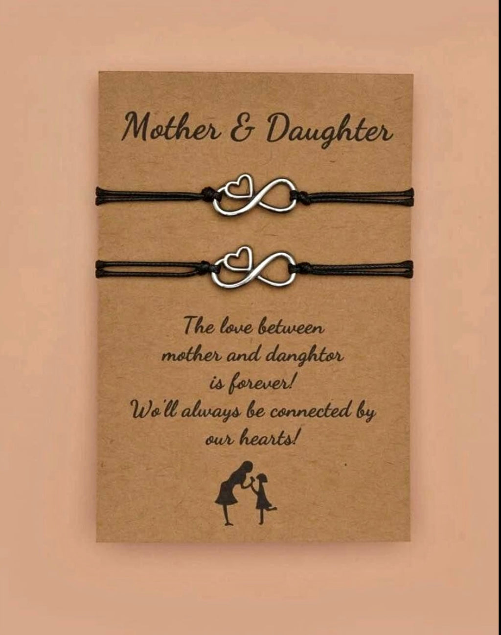 Beautiful Mother Daughter Heart and infinity charm Matching bracelets