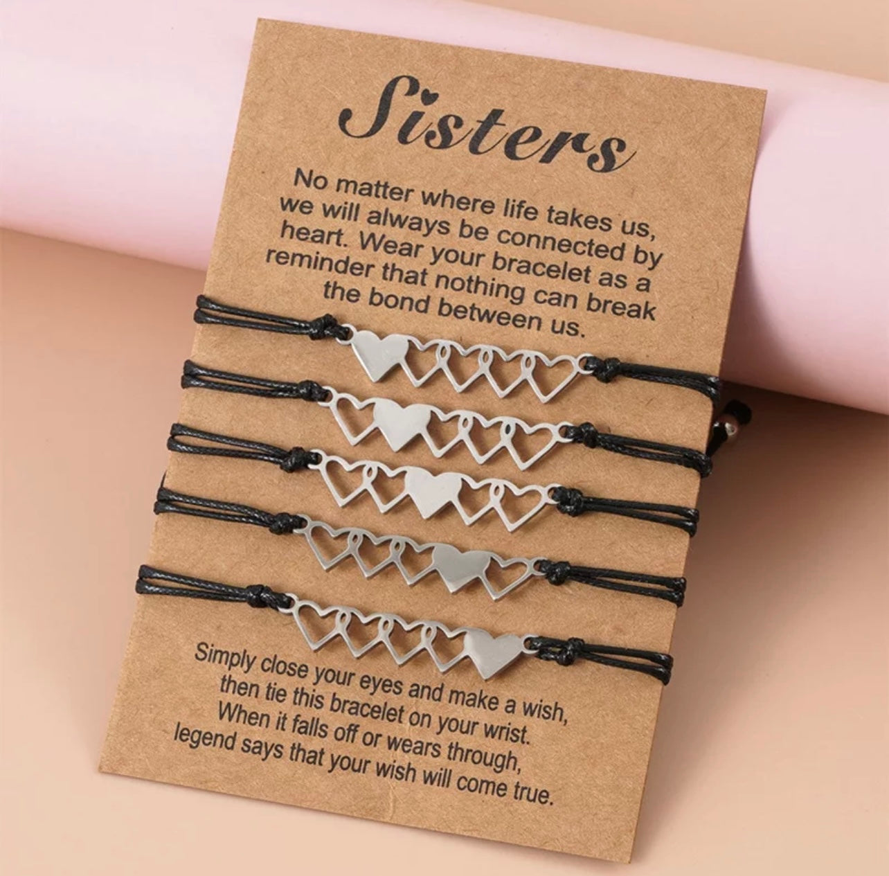 Beautiful Heart Matching bracelets for sisters 5 pcs set