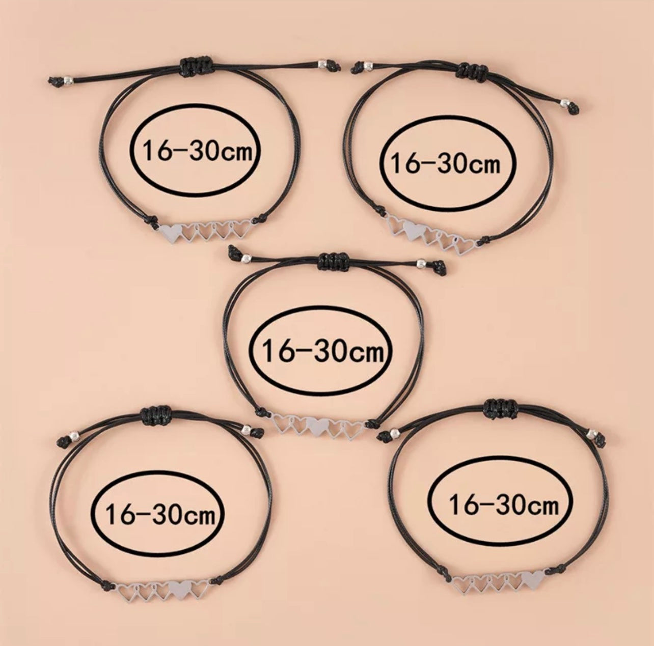 Beautiful Heart Matching bracelets for sisters 5 pcs set