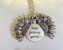 Load image into Gallery viewer, Funny creative supportive Sunflower necklace with hidden gift message
