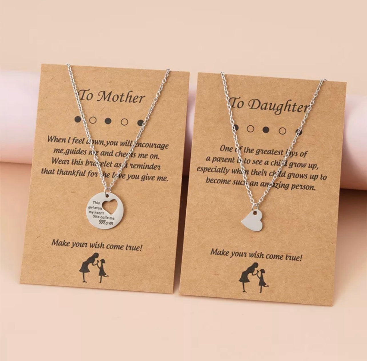 Heart Mother Daughter Matching Necklaces Stainless steel 2 pcs set