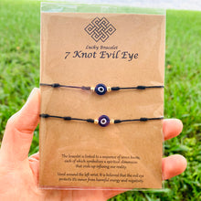 Load image into Gallery viewer, Evil Eye 7 knot bracelets Adjustable for woman or man
