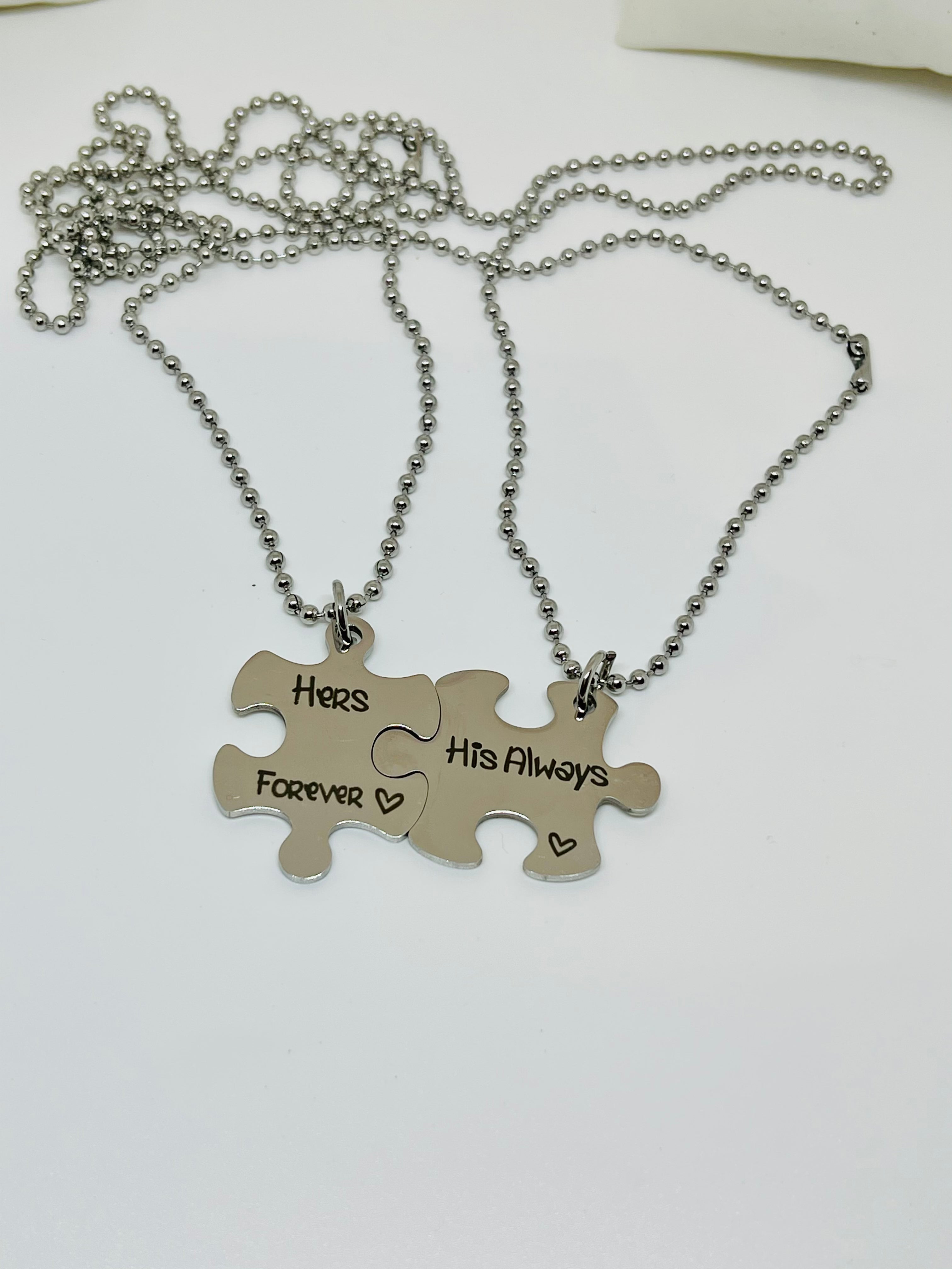 Puzzle Matching Couples Necklace Stainless Steel for him and her