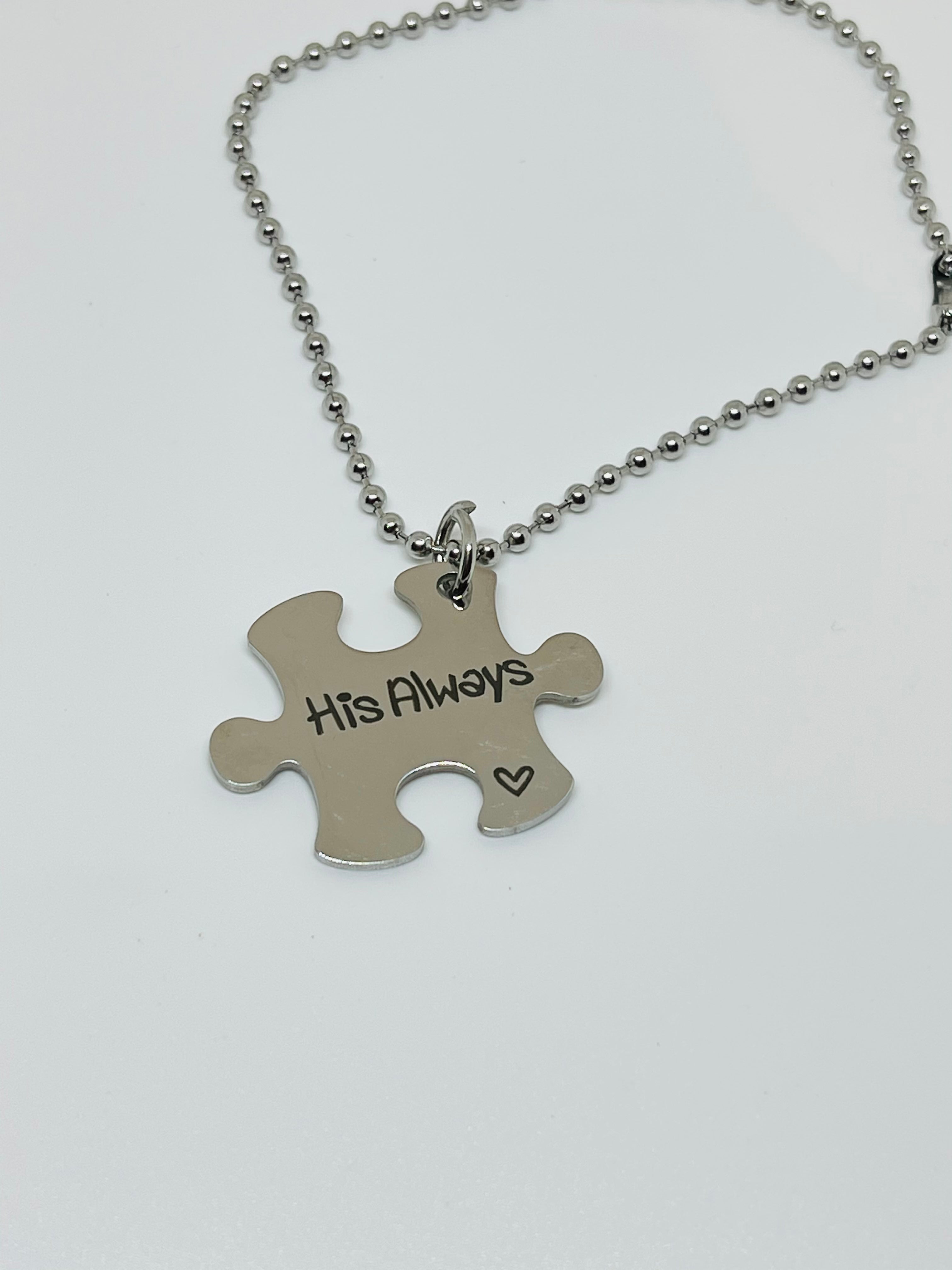 Puzzle Matching Couples Necklace Stainless Steel for him and her