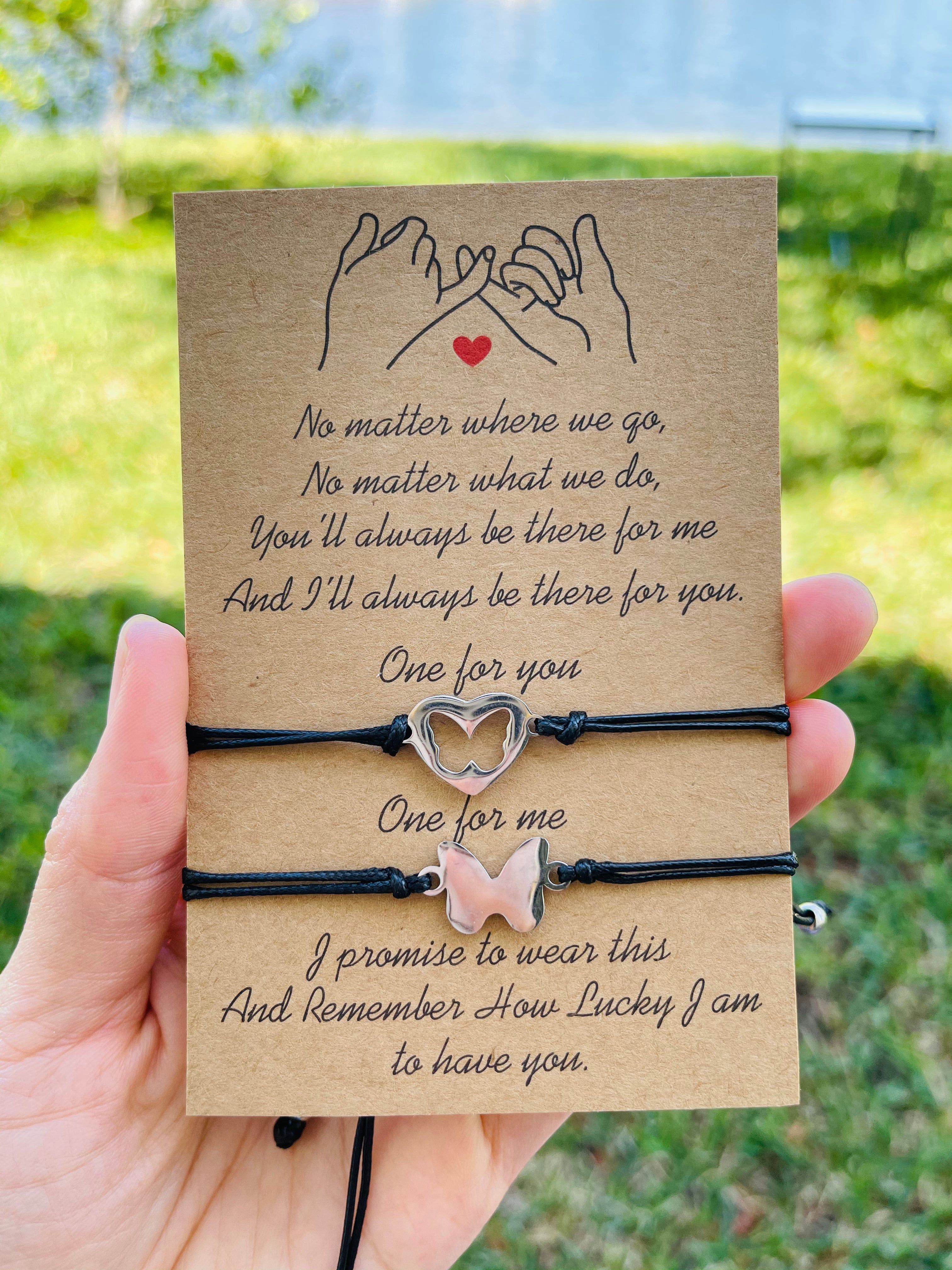 Stainless Steel Heart Butterfly Friendship Matching Bracelet