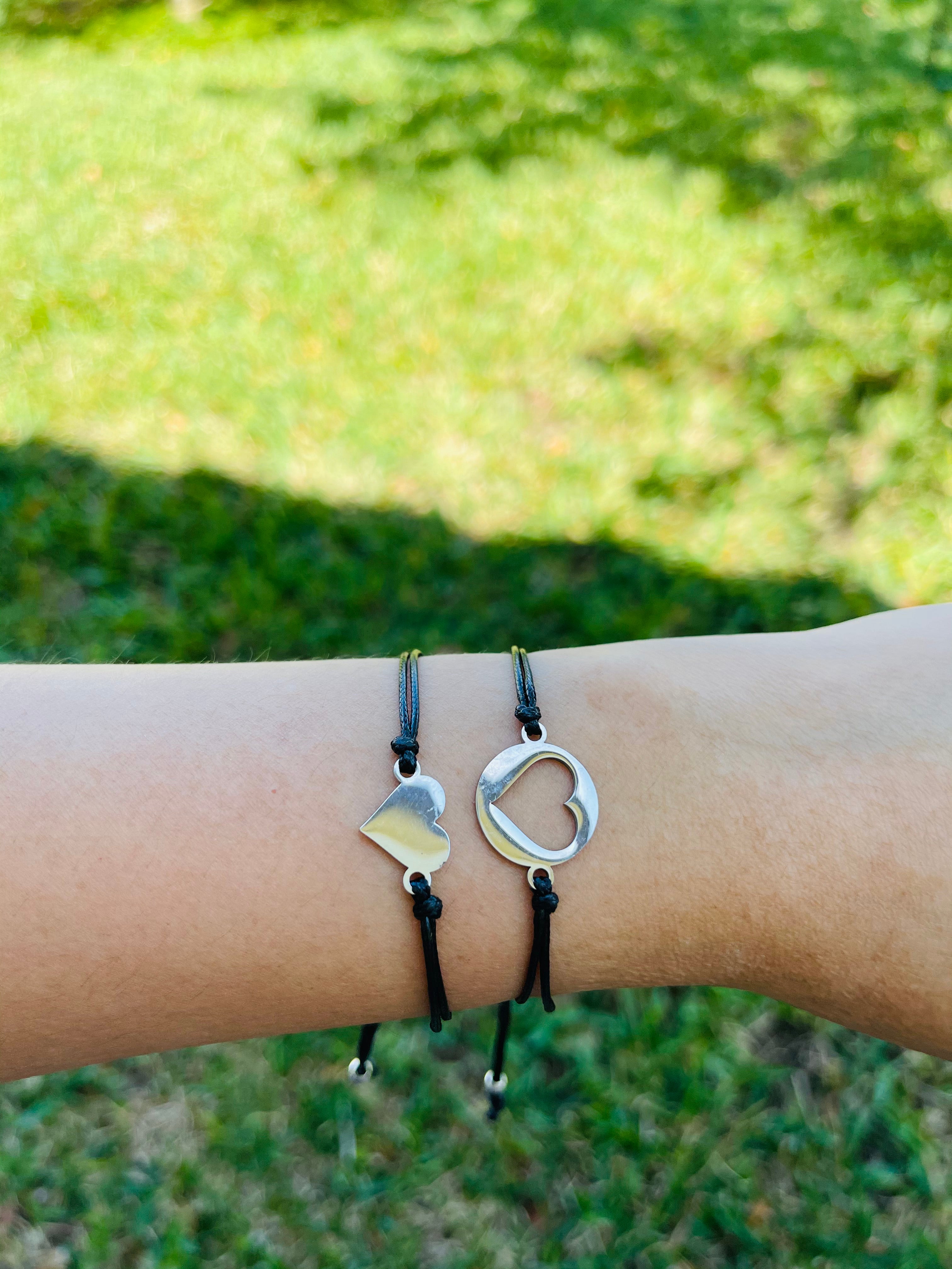 Stainless Steel Circle Heart Friendship Matching Bracelets