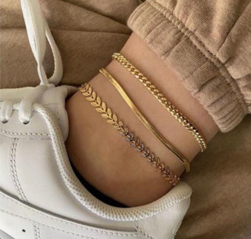 3 pcs set Chain Anklet For Woman