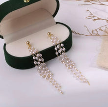 Load image into Gallery viewer, Long Pearl Tassel Earring for woman
