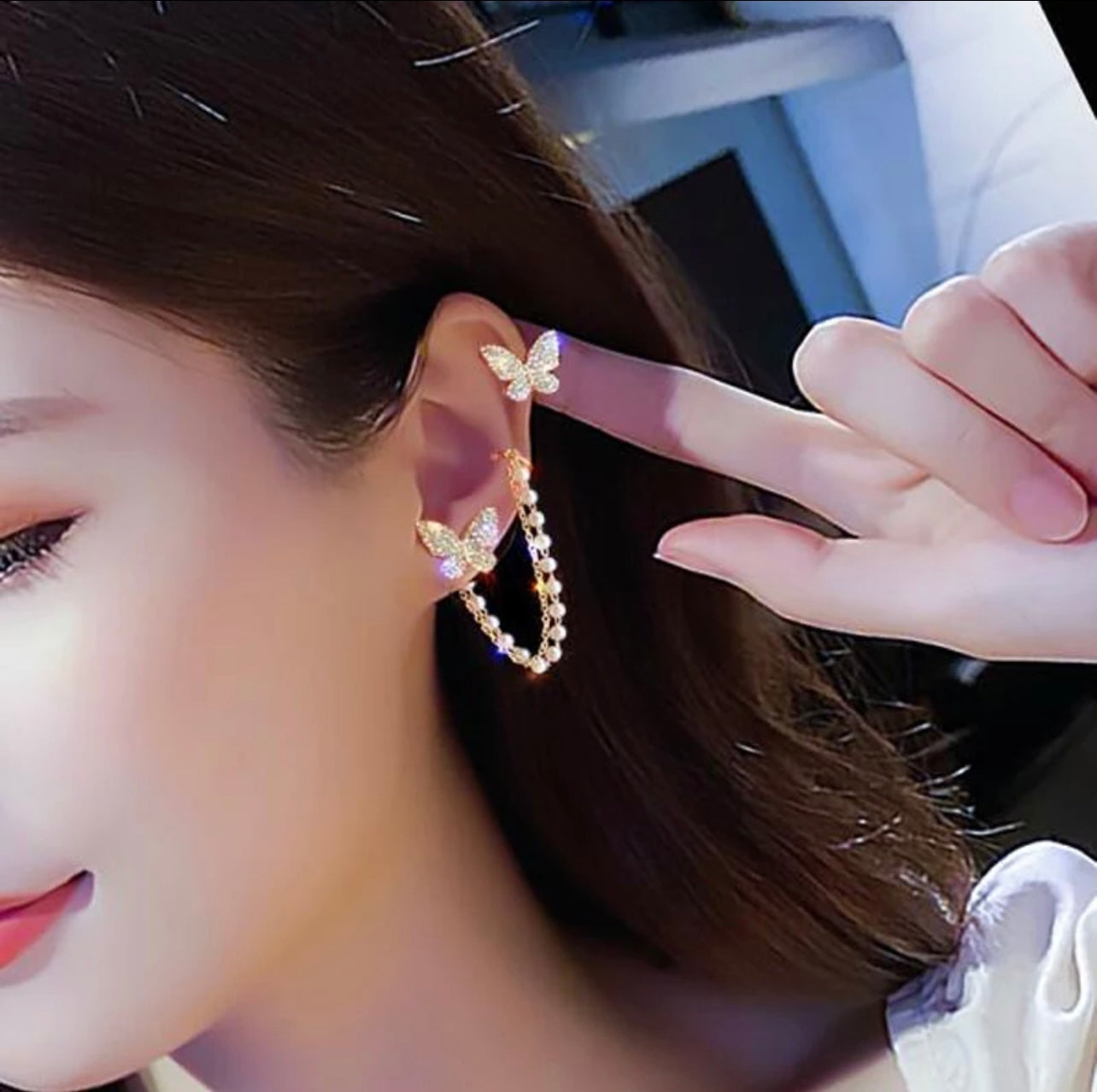 Butterfly Hypoallergenic Crystal Cuff Earring for Woman