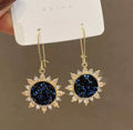 Beautiful Long Sunflower Crystal Pendant earring for Woman