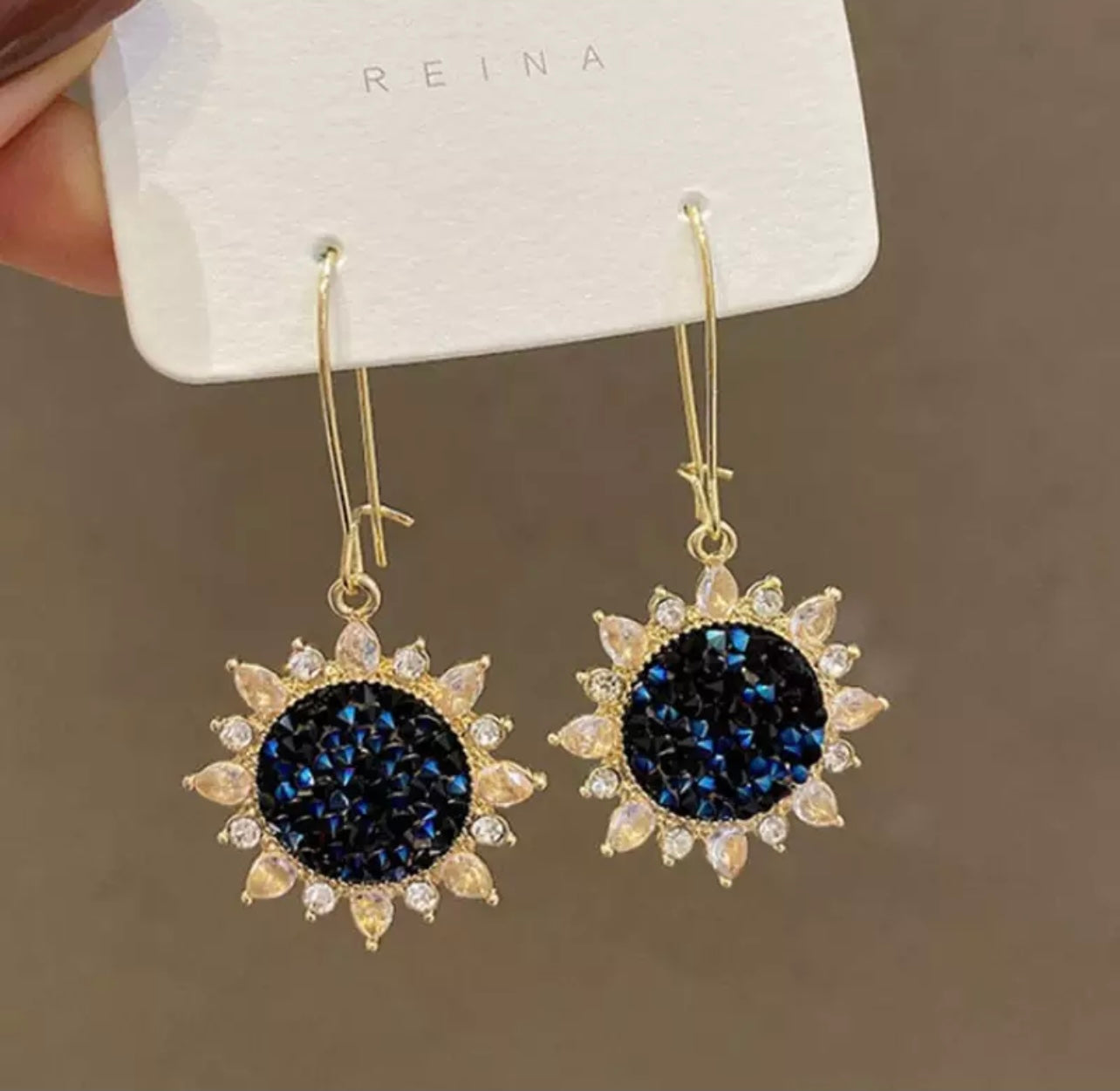 Beautiful Long Sunflower Crystal Pendant earring for Woman