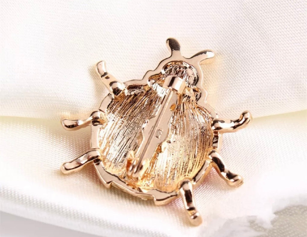 Cute Ladybug Rhinestone Brooch