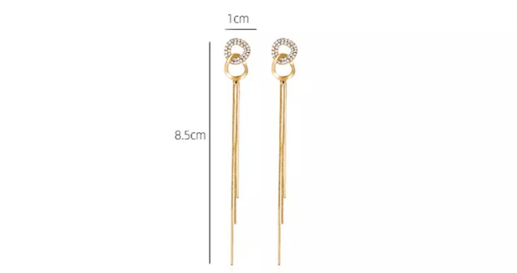 Simple Elegant Double Ring tassel earring for woman