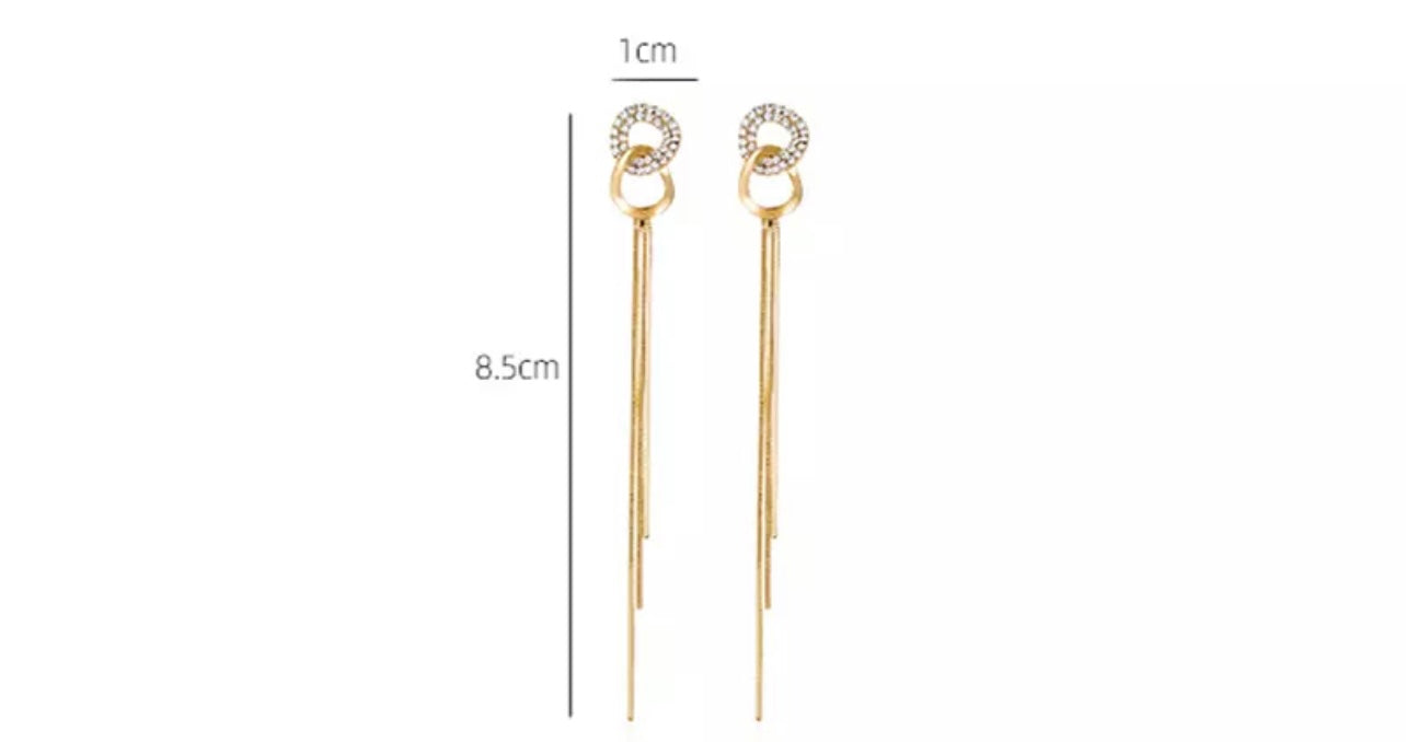 Simple Elegant Double Ring tassel earring for woman