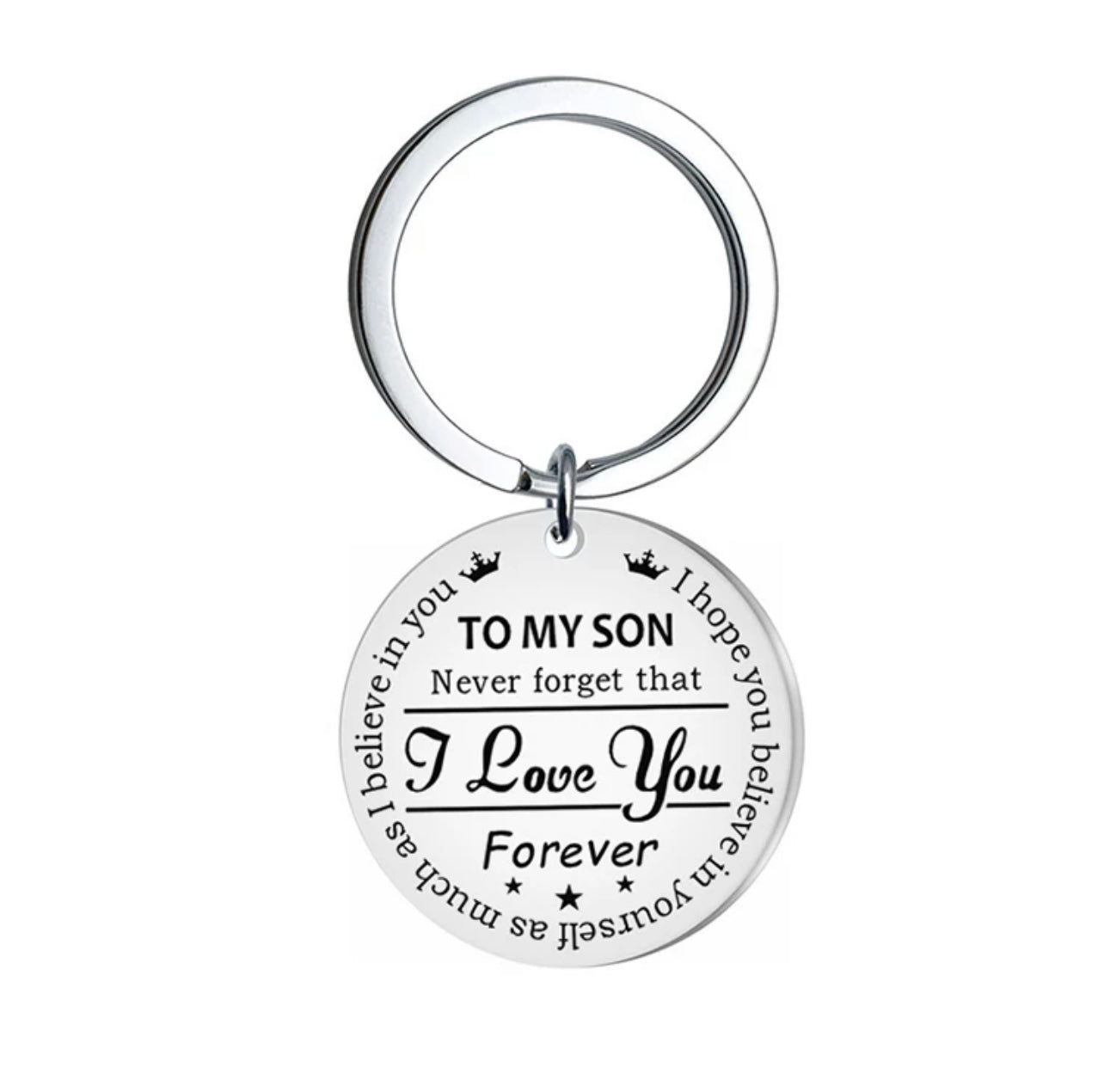 Stainless steel Engraved Keychain "to My Daughter" and "To My Son" with meaningful word