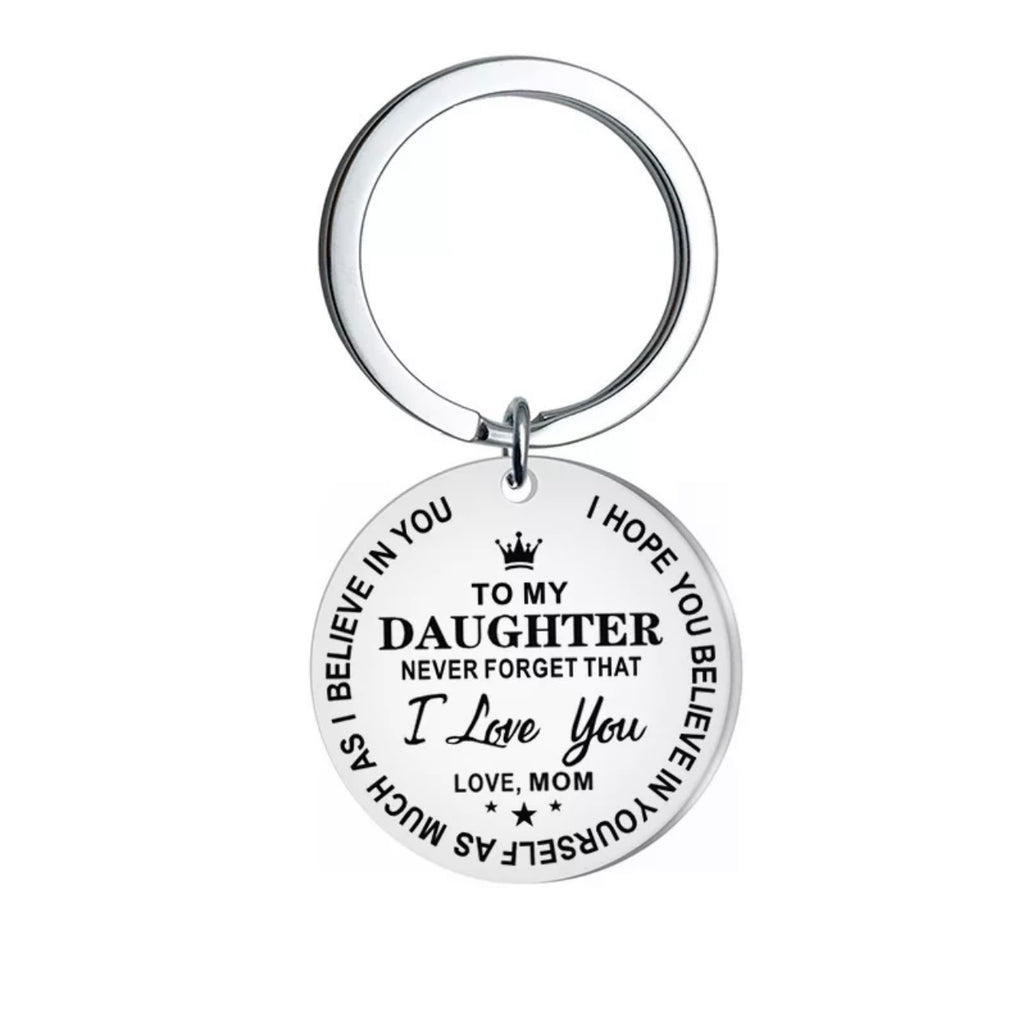 Stainless steel Engraved Keychain "to My Daughter" and "To My Son" with meaningful word