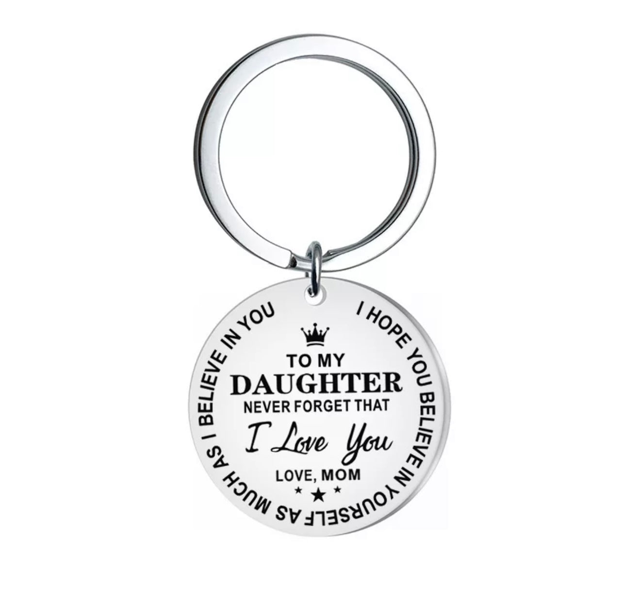 Stainless steel Engraved Keychain "to My Daughter" and "To My Son" with meaningful word