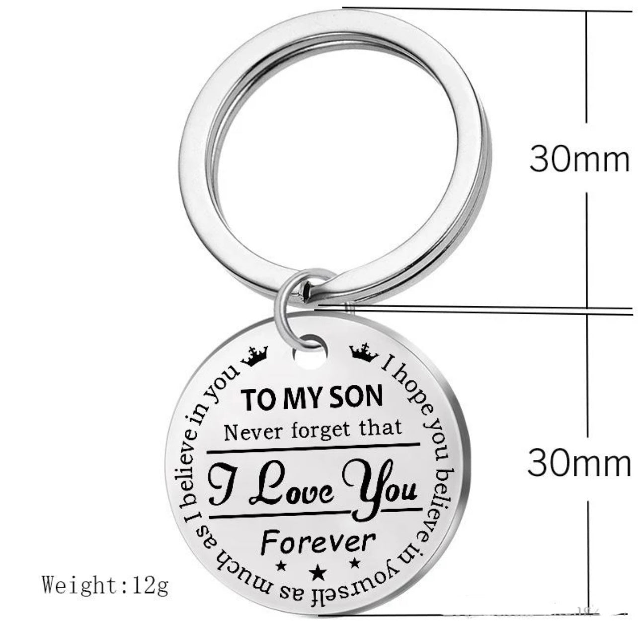Stainless steel Engraved Keychain "to My Daughter" and "To My Son" with meaningful word