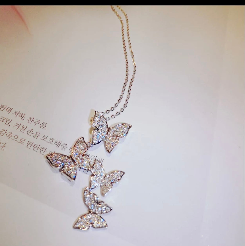 Beautiful Sparkling Butterflies  Necklace for Woman