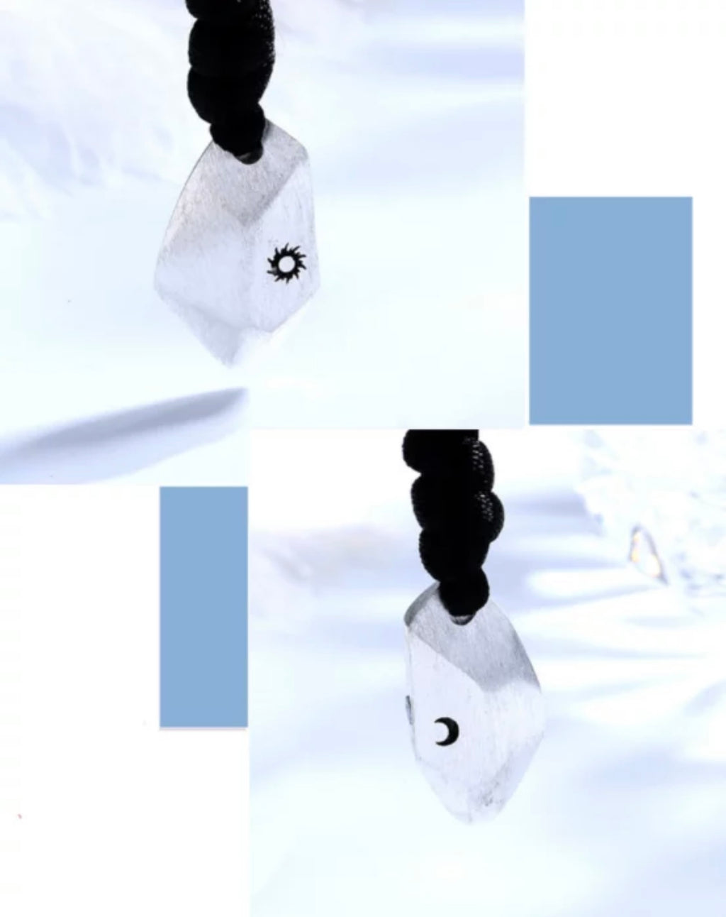 Sun and Moon Adjustable Waxed Rope Necklace for couple