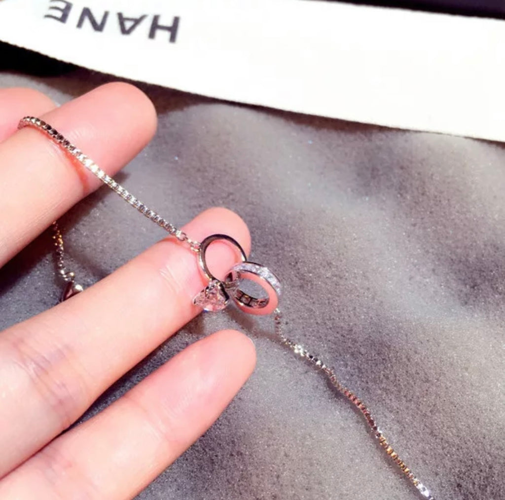 Luxury Stainlees steel Double Ring bracelets for woman