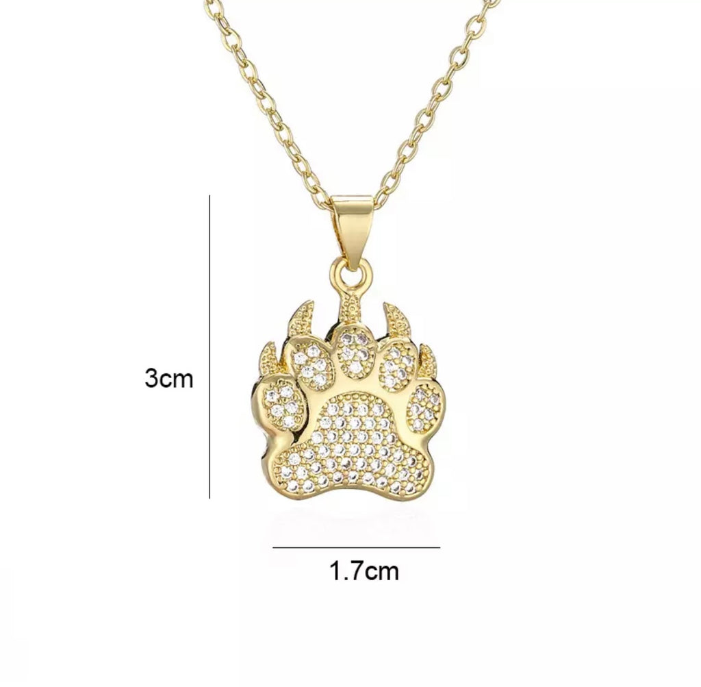 14K Gold plated unique paw Print Necklace for Man or Woman