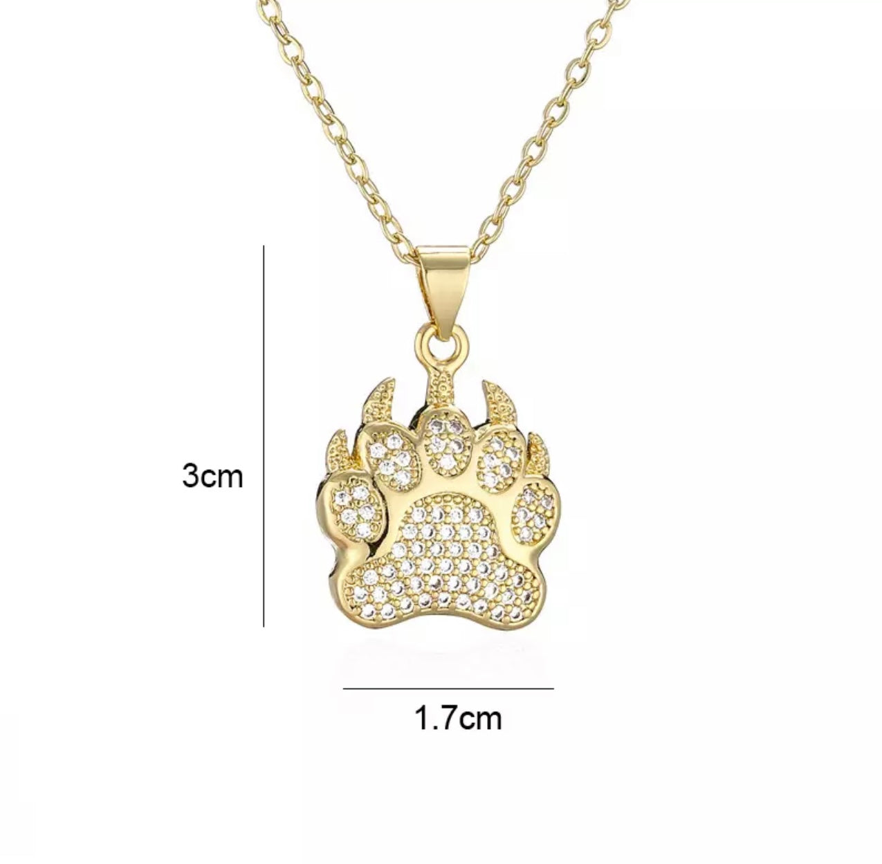 14K Gold plated unique paw Print Necklace for Man or Woman