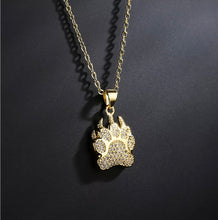 Load image into Gallery viewer, 14K Gold plated unique paw Print Necklace for Man or Woman
