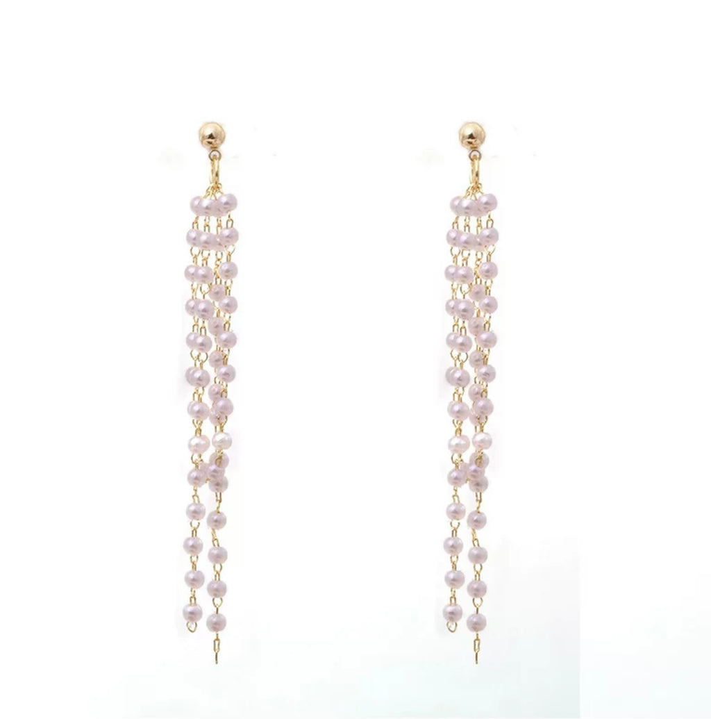 Long Pearl Tassel Earring for woman
