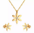 Stainless steel Flower Necklace And Earring set for Woman available in Silver And Gold color