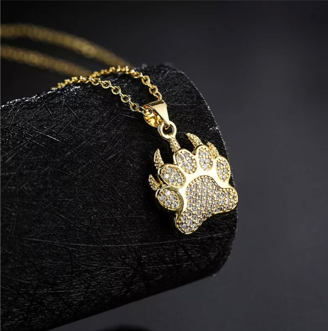 14K Gold plated unique paw Print Necklace for Man or Woman