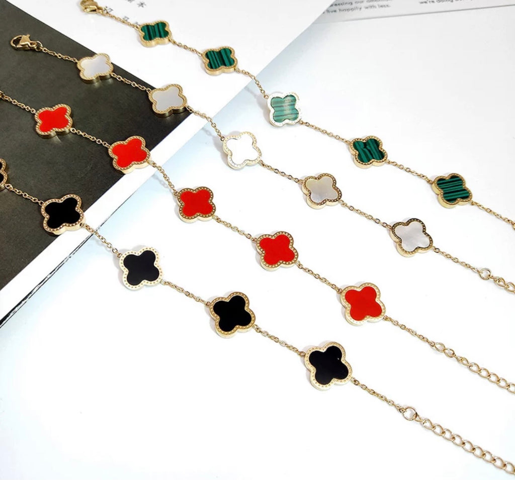 Elegant Stainless Steel Lucky Flower 18k Gold Plated for Woman