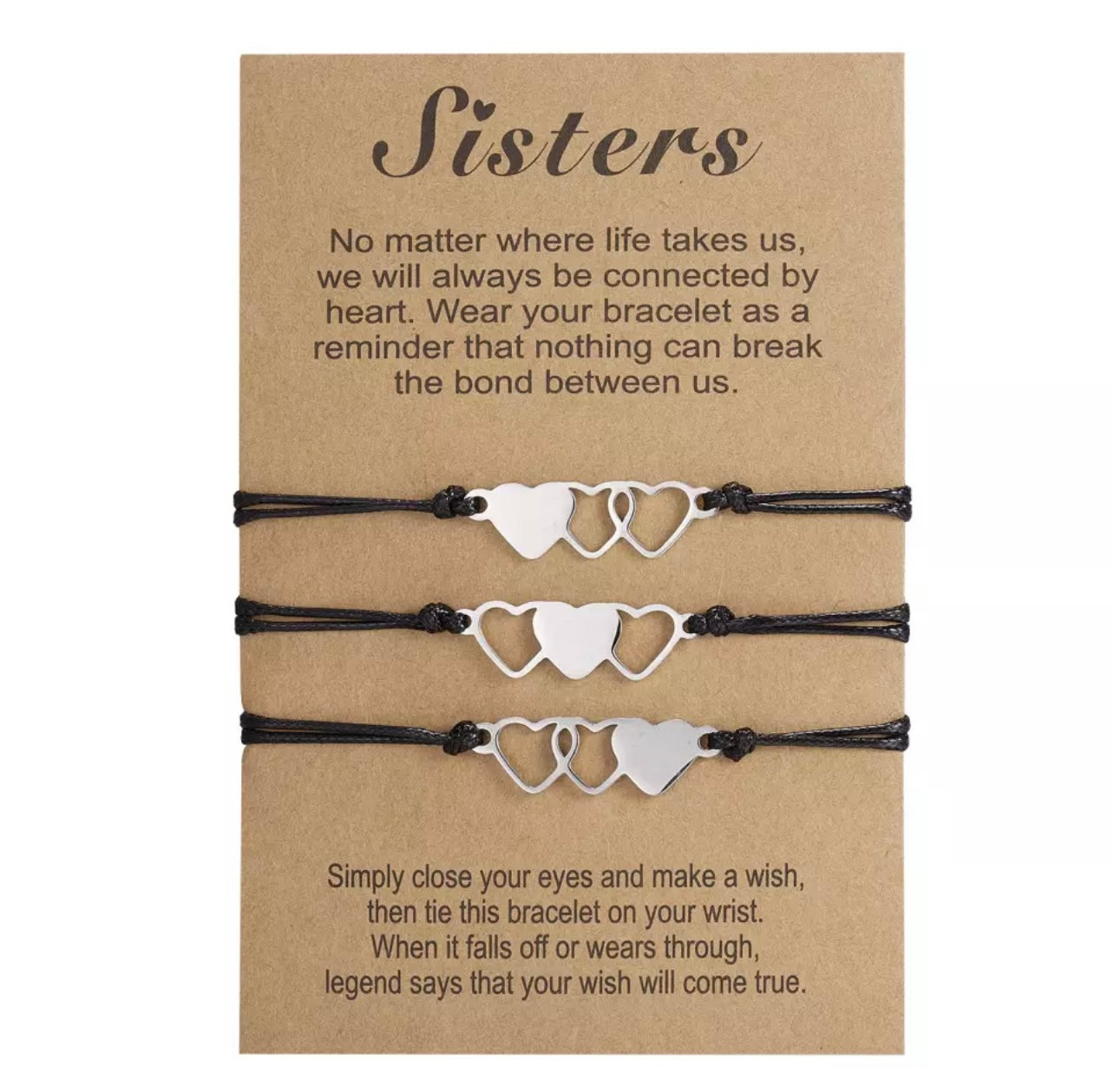 Beautiful Heart Matching Bracelet for 3 sisters