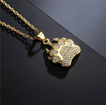 Load image into Gallery viewer, 14K Gold plated unique paw Print Necklace for Man or Woman
