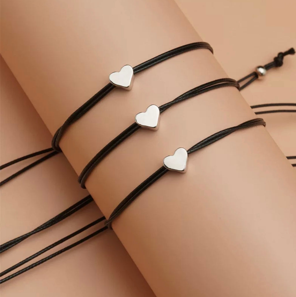Simple mini heart matching bracelets for mother-daughters
