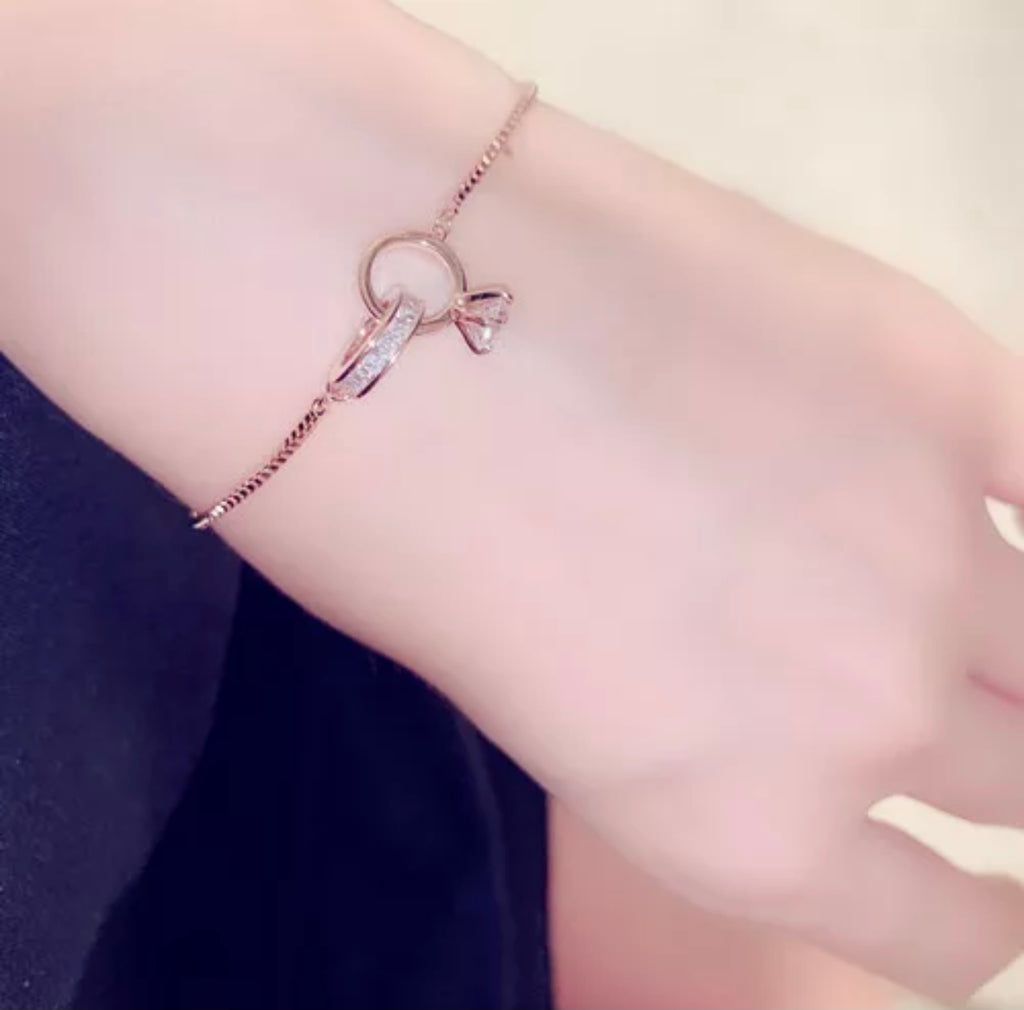 Luxury Stainlees steel Double Ring bracelets for woman