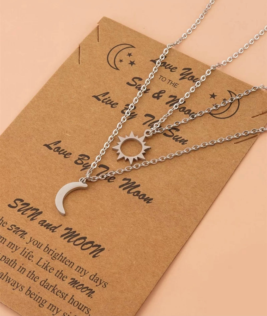Beautiful Sun ☀️ and Moon 🌙 stainless steel Necklace for mother-daughter-son, best friend, couple